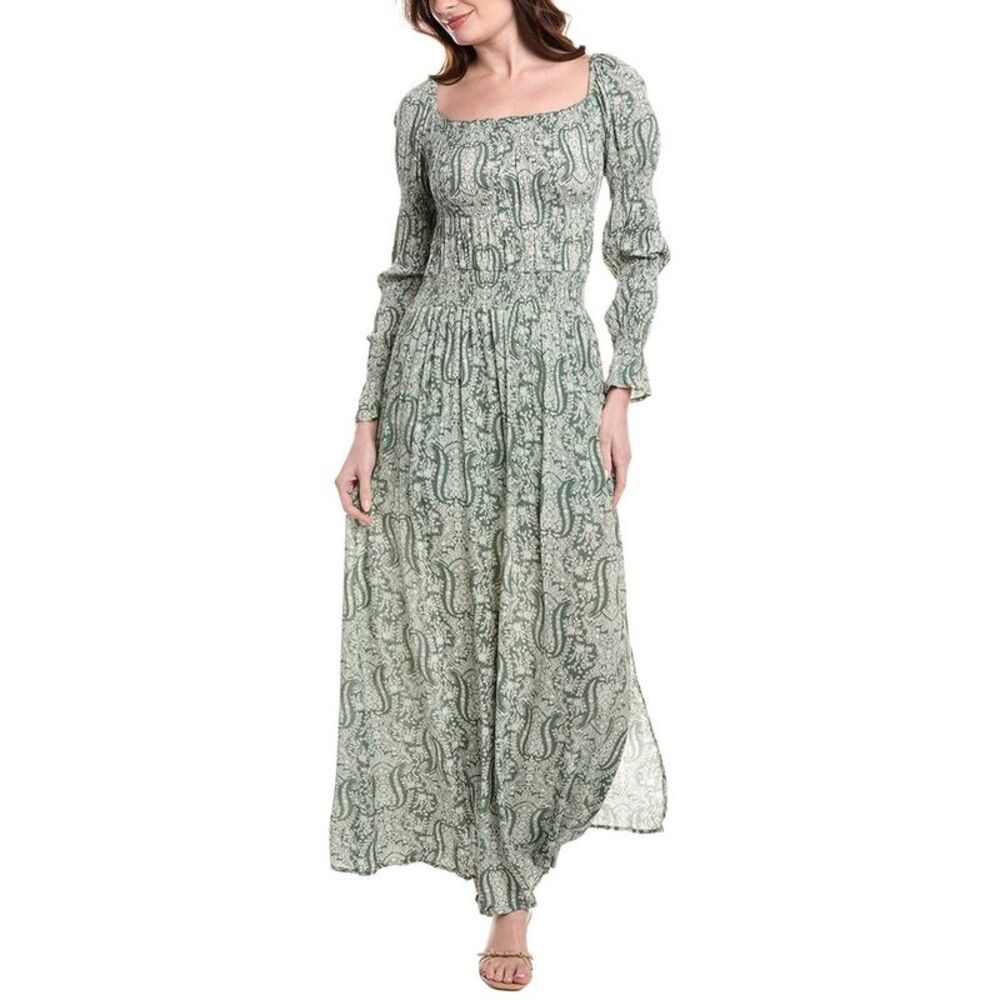 Marion Womens  Smocked Maxi Dress, Green